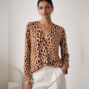 New! Marie Oliver 100% Silk Gretchen Blouse – Animal Poppy‎ Print, Size XL, NWT